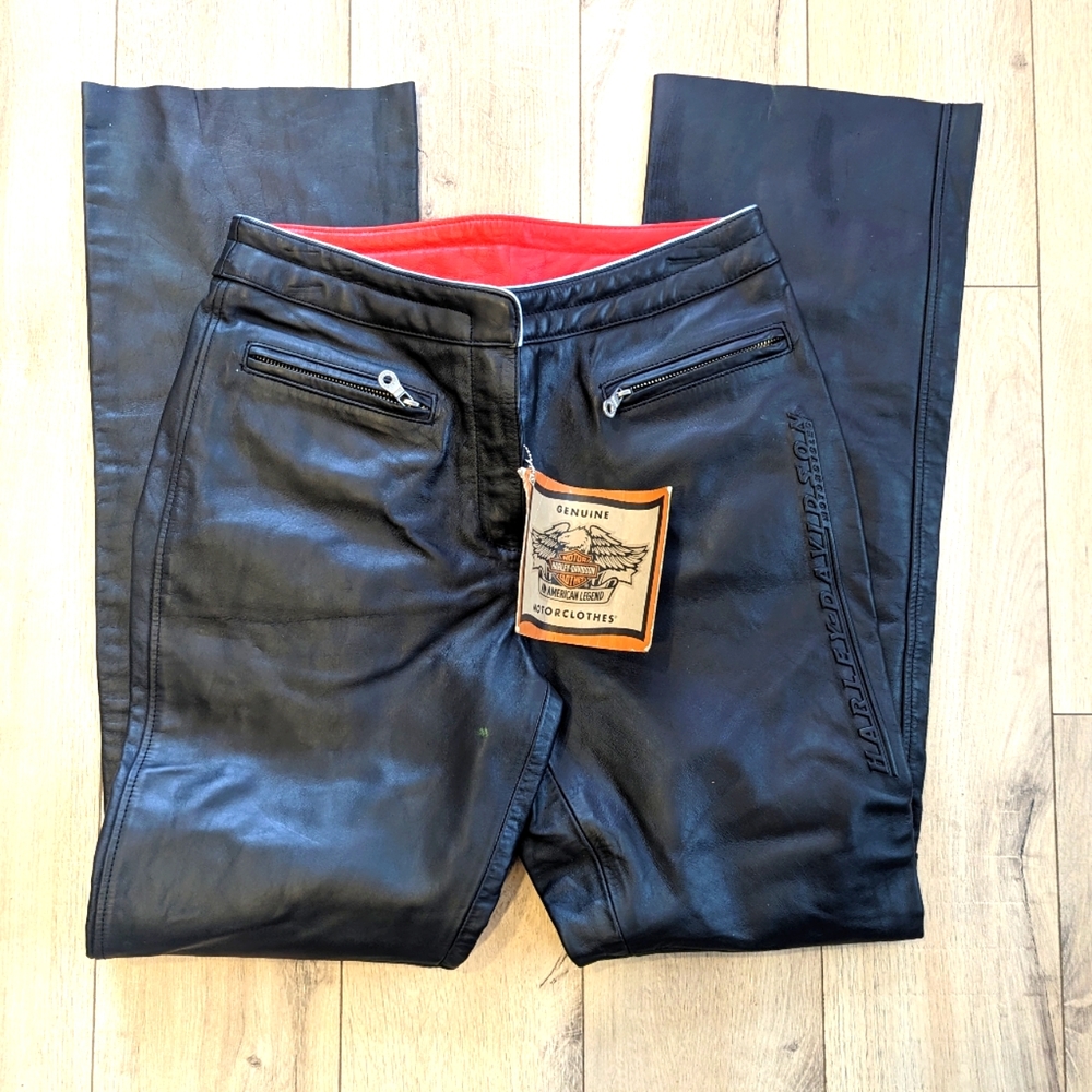 Harley-Davidson Vintage Embossed Mesh Lined Leather Pant Size 36/8